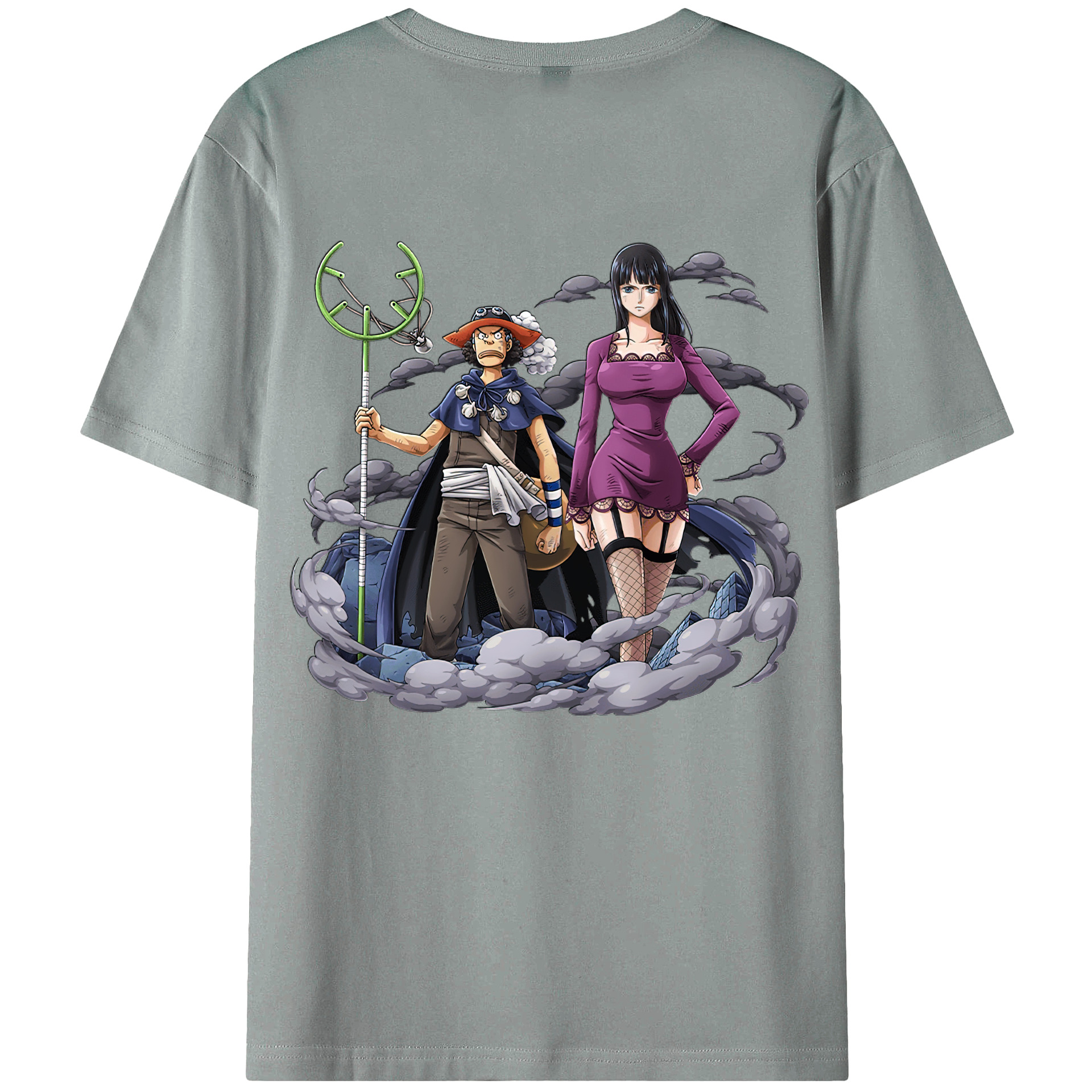 ワンピース ニコ・ロビン ONE PIECE Nico Robin 綿100％ メンズ半袖Tシャツ（バックプリント） 通気性